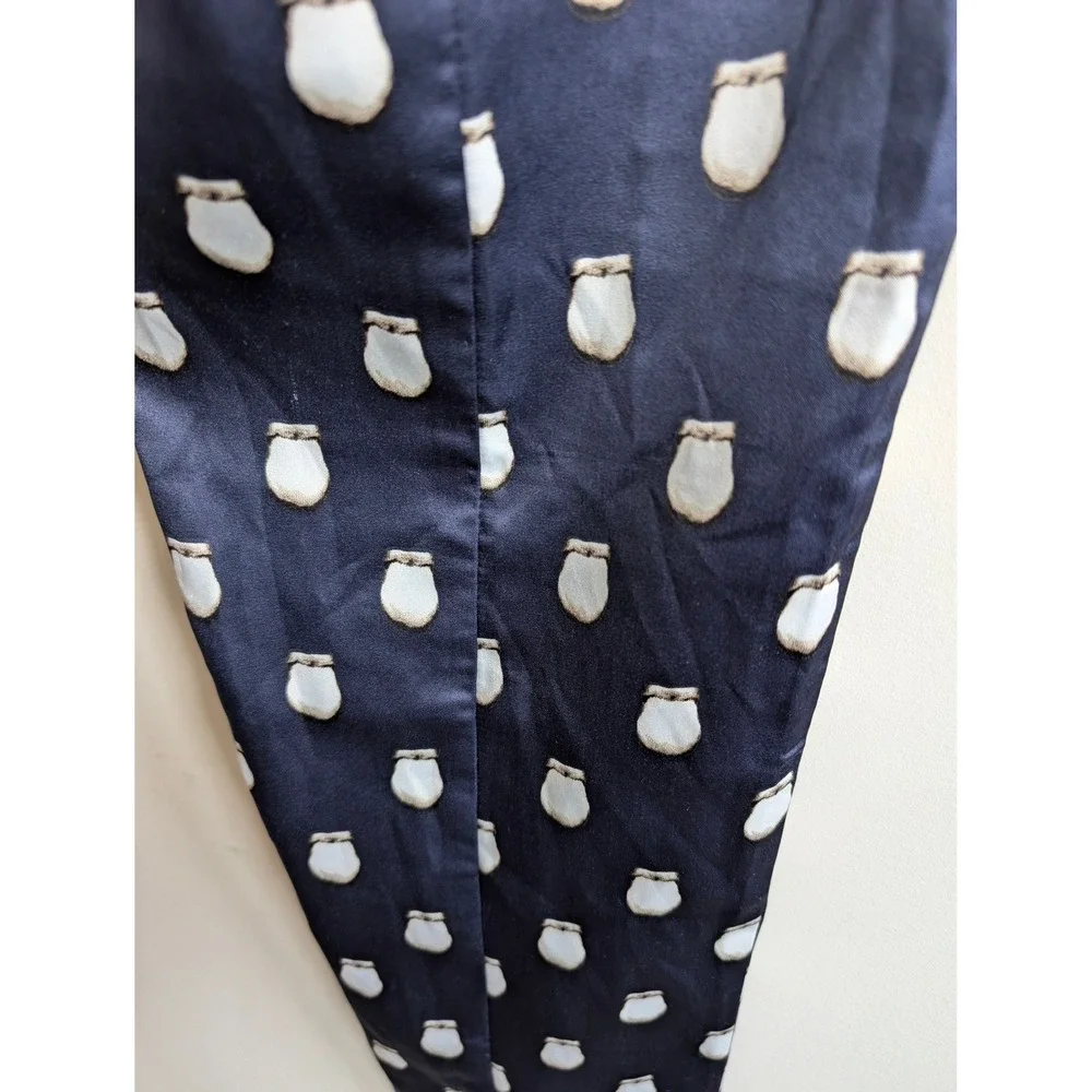 B.Yellowtail Elk Ivory Satin‎ Suit Pant - Navy Satin Tapered Trousers Size 2